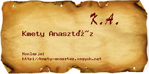 Kmety Anasztáz névjegykártya